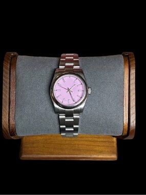 Womens R. Watch Silver - Tone Band  with a Candy 🍬 Pinkish/ dial Fashion Watch